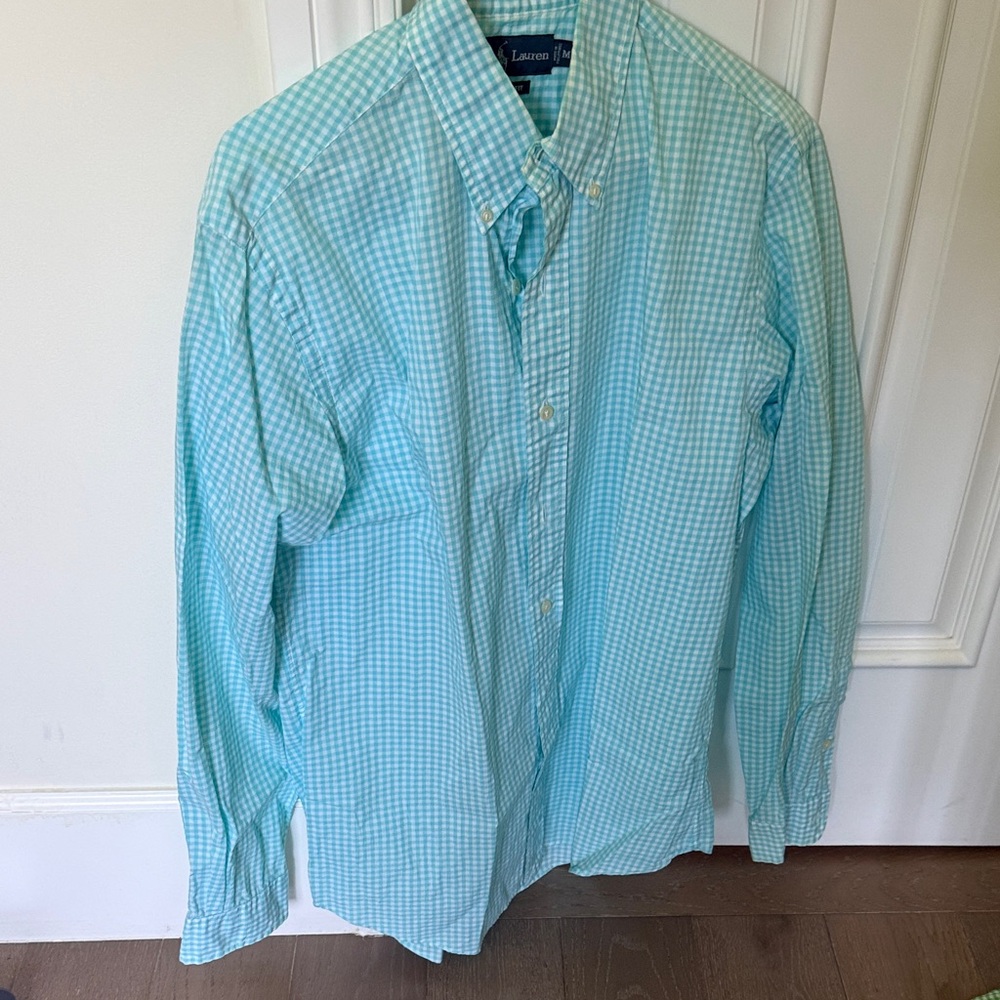Polo by Ralph Lauren Men's Light Blue Checkered Button Down Shirt